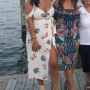 Bardot white and blue floral dress size 8